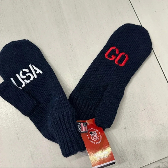 Team USA Olympic GO USA Apparel Adult Navy Blue Knit Mittens OSFM NWT - Picture 2 of 7